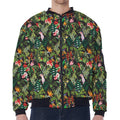 Tropical Patchwork Pattern Print Zip Sleeve Bomber Jacket