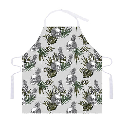 Tropical Pineapple Skull Pattern Print Adjustable Apron