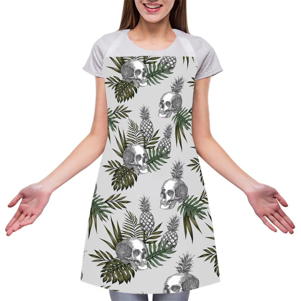 Tropical Pineapple Skull Pattern Print Adjustable Apron