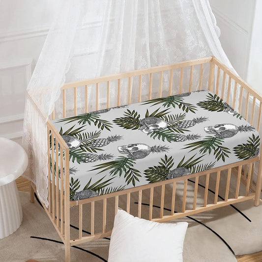 Tropical Pineapple Skull Pattern Print Baby Crib Sheet