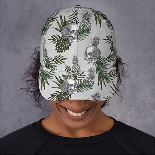Tropical Pineapple Skull Pattern Print Baseball Cap