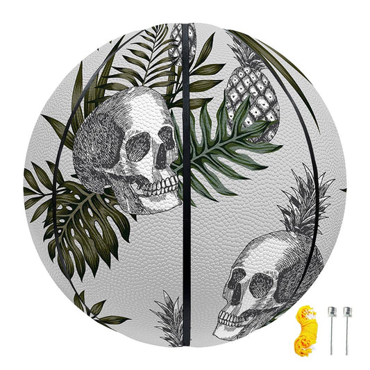 Tropical Pineapple Skull Pattern Print Basketball