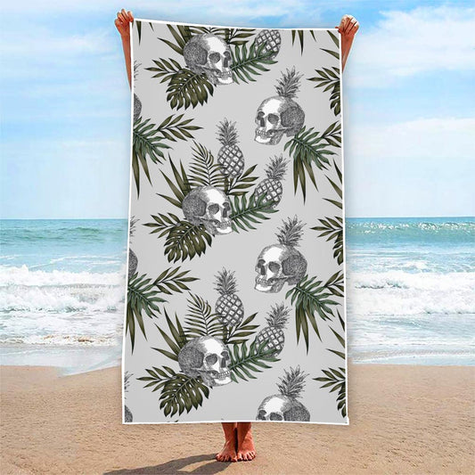 Tropical Pineapple Skull Pattern Print Beach Towel