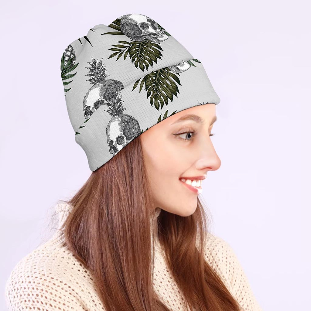 Tropical Pineapple Skull Pattern Print Beanie