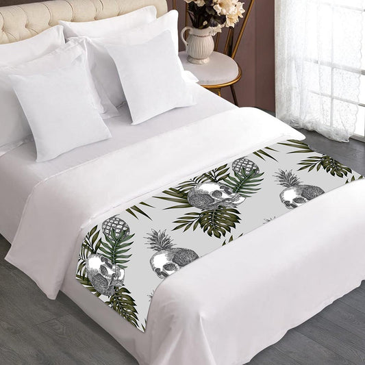 Tropical Pineapple Skull Pattern Print Bed Runner