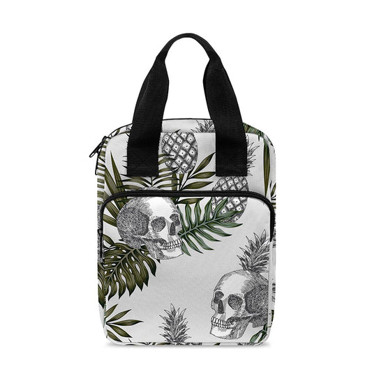 Tropical Pineapple Skull Pattern Print Bible Tote Bag