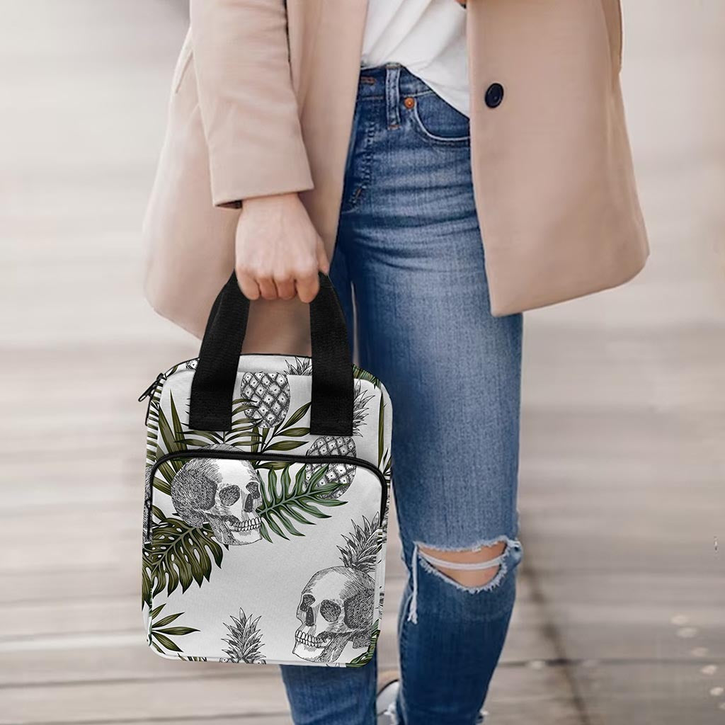 Tropical Pineapple Skull Pattern Print Bible Tote Bag