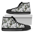 Tropical Pineapple Skull Pattern Print Black High Top Sneakers