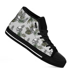 Tropical Pineapple Skull Pattern Print Black High Top Sneakers