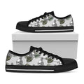 Tropical Pineapple Skull Pattern Print Black Low Top Sneakers