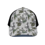 Tropical Pineapple Skull Pattern Print Black Mesh Trucker Cap