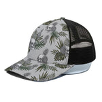 Tropical Pineapple Skull Pattern Print Black Mesh Trucker Cap