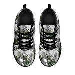 Tropical Pineapple Skull Pattern Print Black Running Shoes