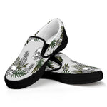 Tropical Pineapple Skull Pattern Print Black Slip On Sneakers