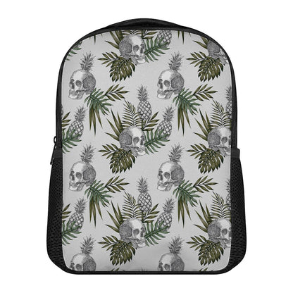Tropical Pineapple Skull Pattern Print Casual Backpack
