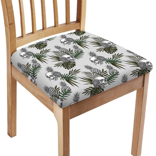 Tropical Pineapple Skull Pattern Print Chair Cushion Cover