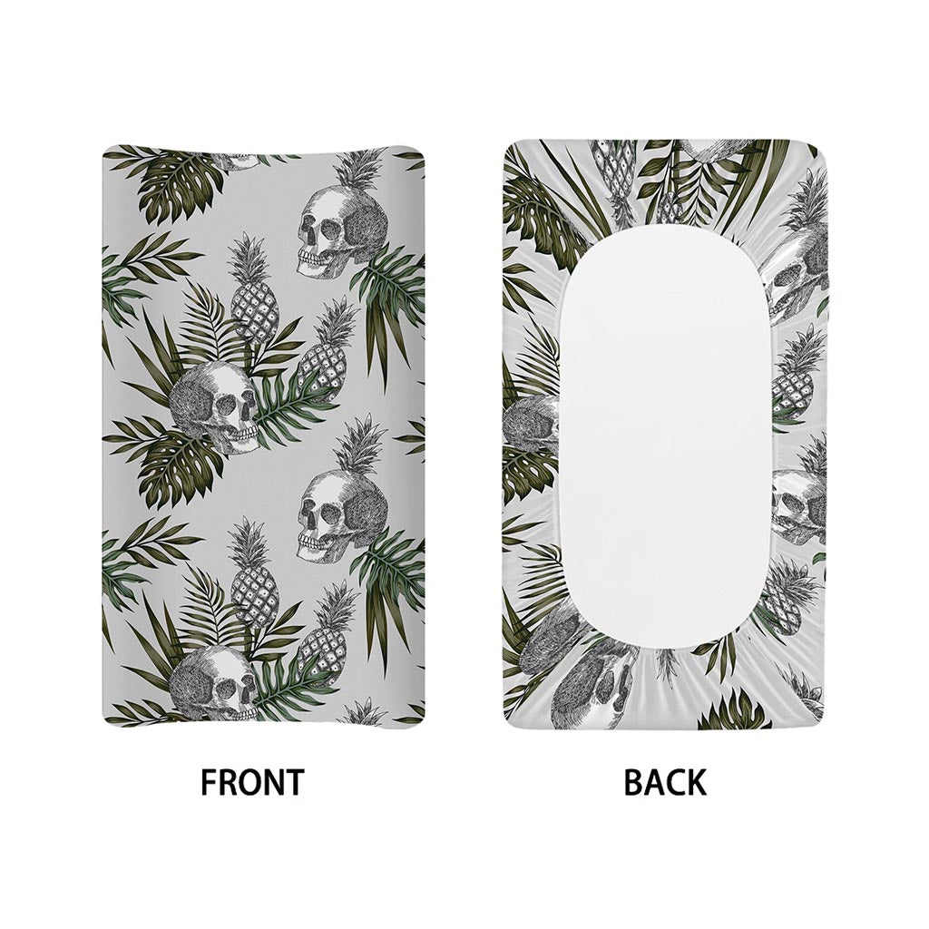 Tropical Pineapple Skull Pattern Print Changing Pad Cover
