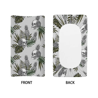 Tropical Pineapple Skull Pattern Print Changing Pad Cover