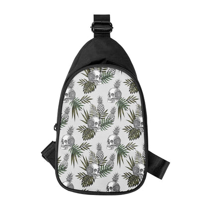 Tropical Pineapple Skull Pattern Print Chest Bag