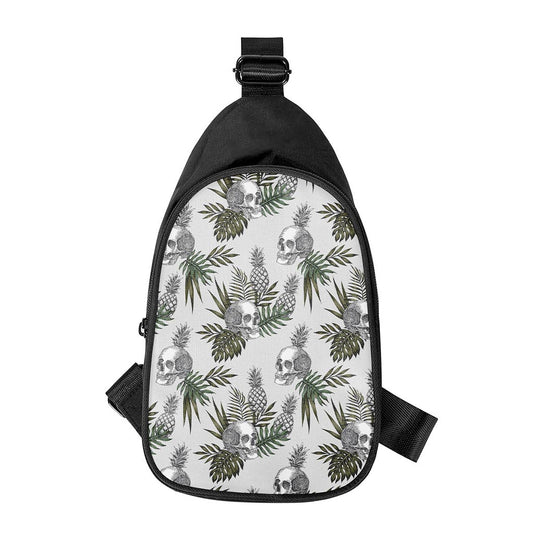 Tropical Pineapple Skull Pattern Print Chest Bag