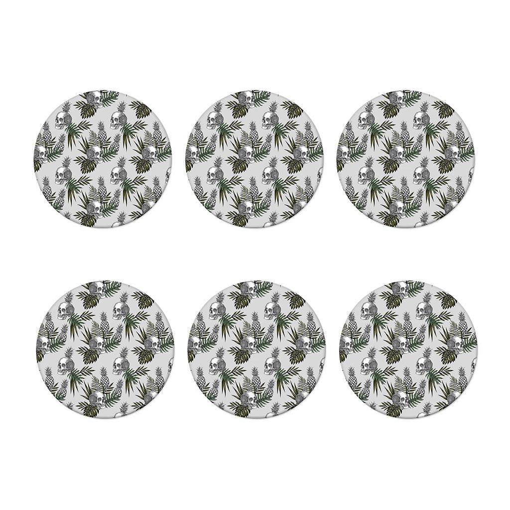 Tropical Pineapple Skull Pattern Print Coaster Set
