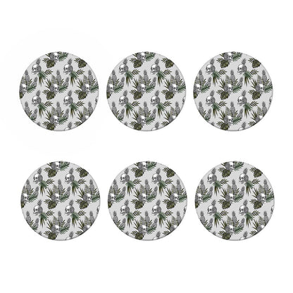 Tropical Pineapple Skull Pattern Print Coaster Set