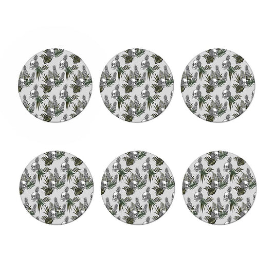 Tropical Pineapple Skull Pattern Print Coaster Set