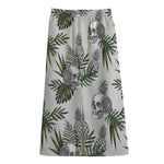 Tropical Pineapple Skull Pattern Print Cotton Front Slit Maxi Skirt