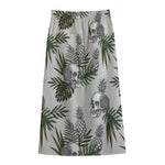 Tropical Pineapple Skull Pattern Print Cotton Front Slit Maxi Skirt