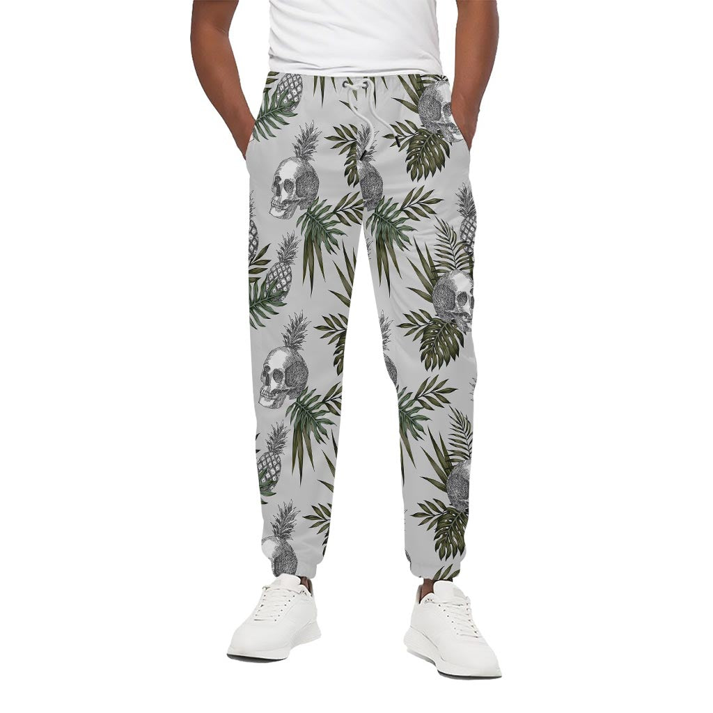 Tropical Pineapple Skull Pattern Print Cotton Pants