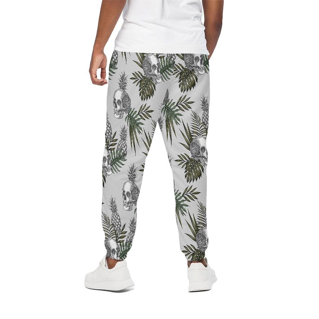 Tropical Pineapple Skull Pattern Print Cotton Pants