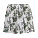 Tropical Pineapple Skull Pattern Print Cotton Shorts