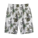 Tropical Pineapple Skull Pattern Print Cotton Shorts