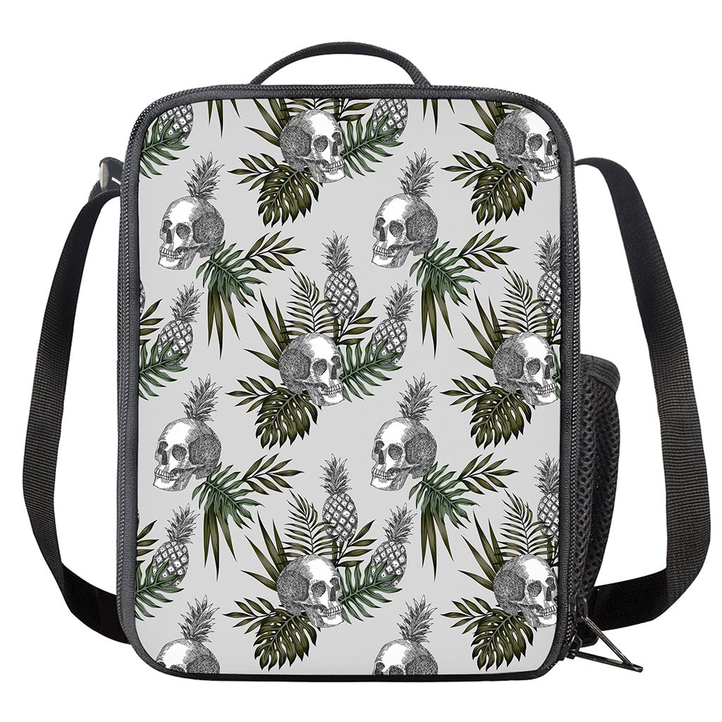 Tropical Pineapple Skull Pattern Print Crossbody Lunch Bag