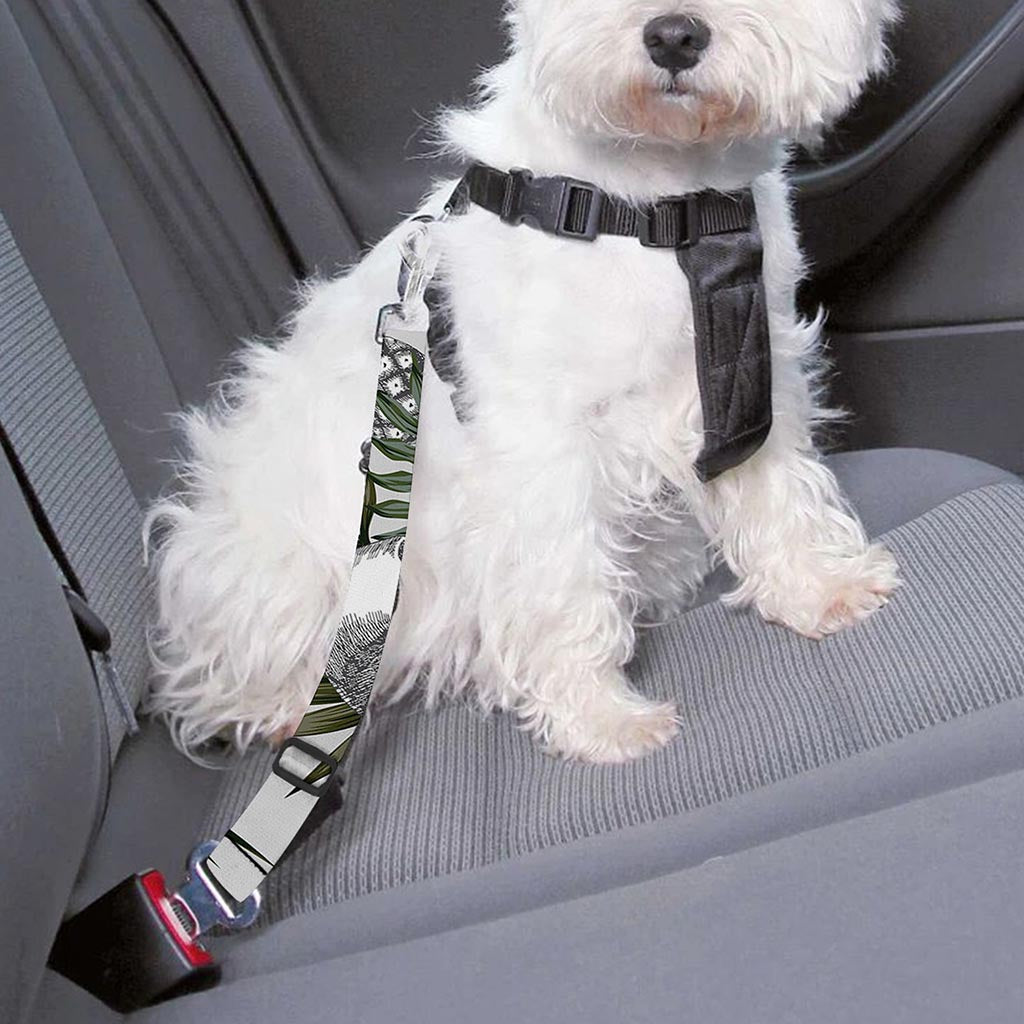 Tropical Pineapple Skull Pattern Print Dog Seat Belt