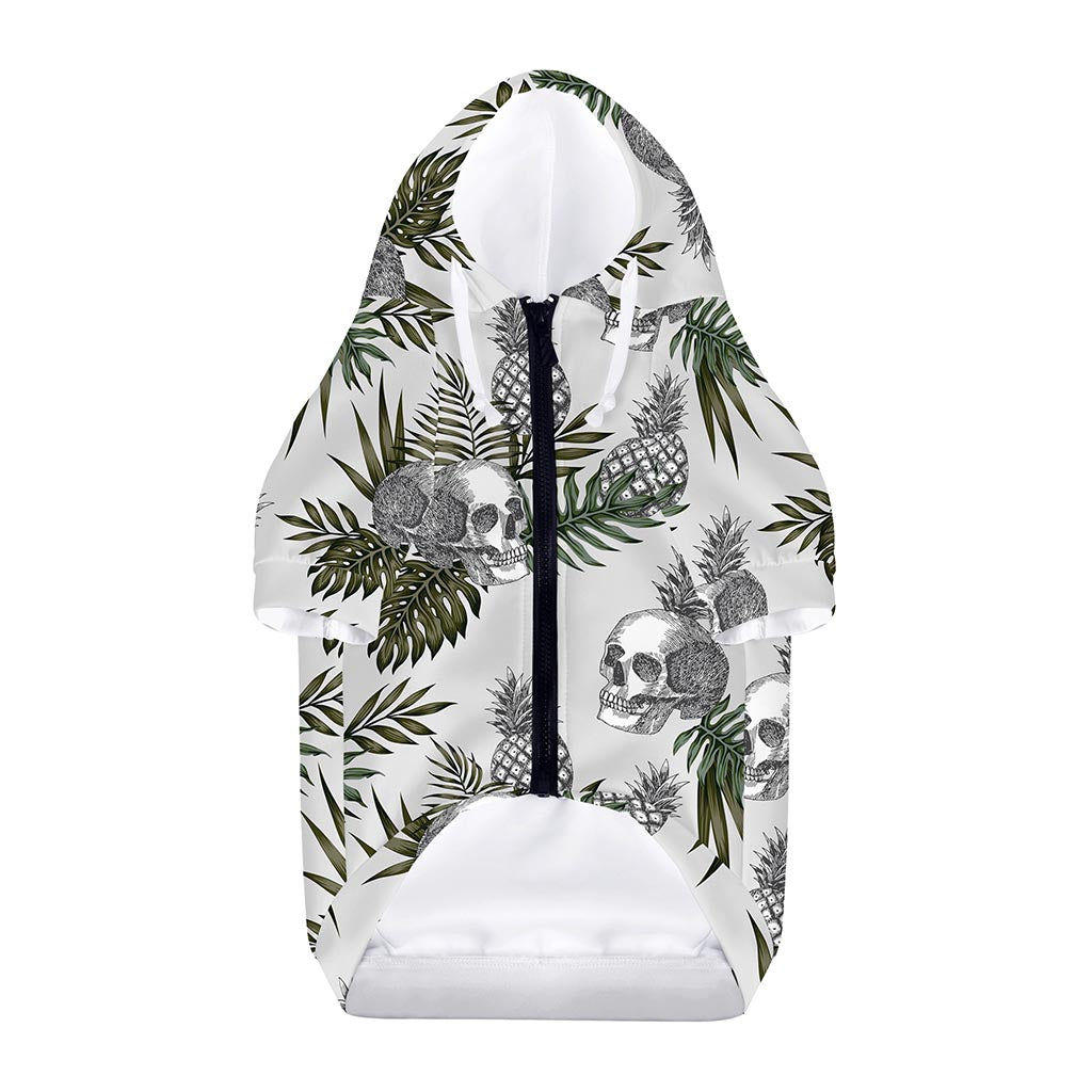 Tropical Pineapple Skull Pattern Print Dog Zip Up Hoodie
