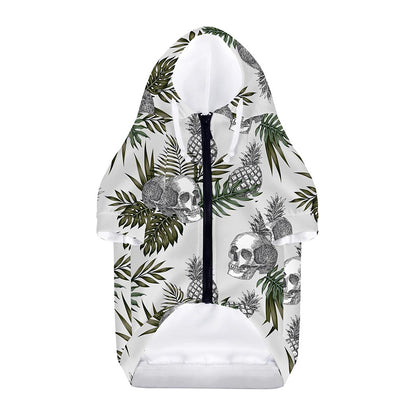 Tropical Pineapple Skull Pattern Print Dog Zip Up Hoodie