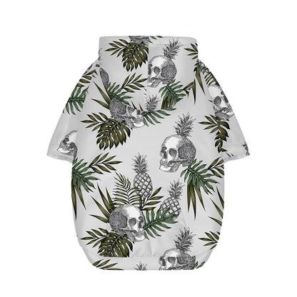 Tropical Pineapple Skull Pattern Print Dog Zip Up Hoodie