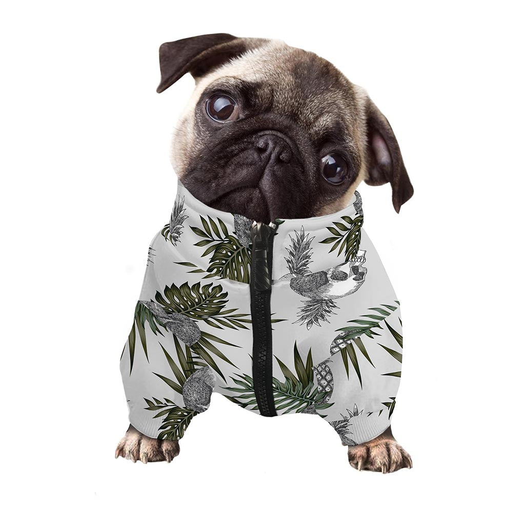 Tropical Pineapple Skull Pattern Print Dog Zip Up Jacket