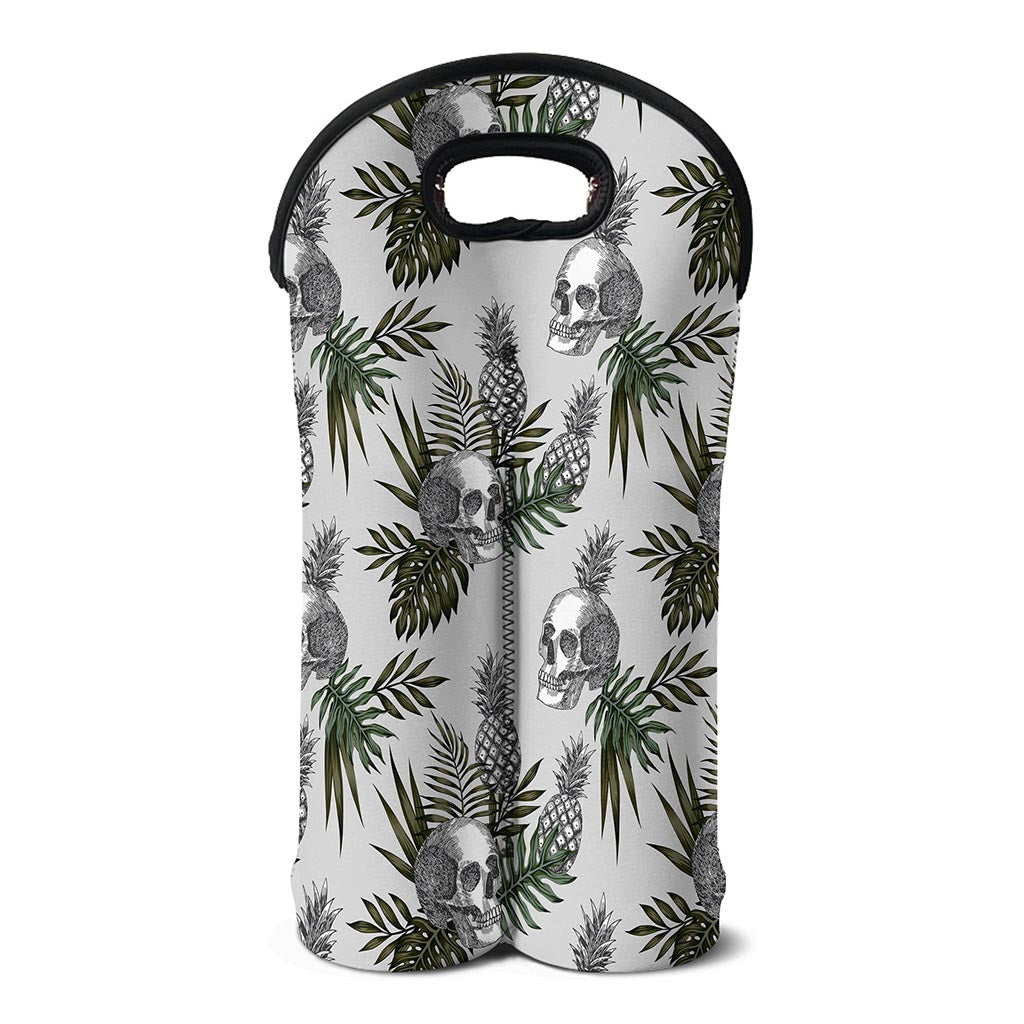 Tropical Pineapple Skull Pattern Print Double Neoprene Wine Tote
