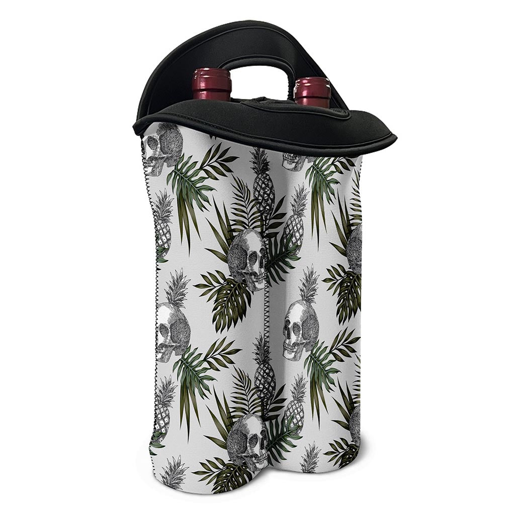 Tropical Pineapple Skull Pattern Print Double Neoprene Wine Tote