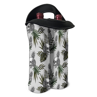 Tropical Pineapple Skull Pattern Print Double Neoprene Wine Tote