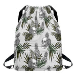 Tropical Pineapple Skull Pattern Print Drawstring Backpack