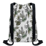 Tropical Pineapple Skull Pattern Print Drawstring Backpack