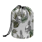 Tropical Pineapple Skull Pattern Print Drawstring Makeup Bag