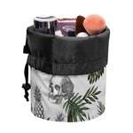 Tropical Pineapple Skull Pattern Print Drawstring Makeup Bag