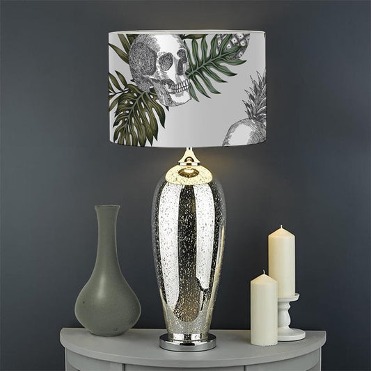 Tropical Pineapple Skull Pattern Print Drum Lamp Shade