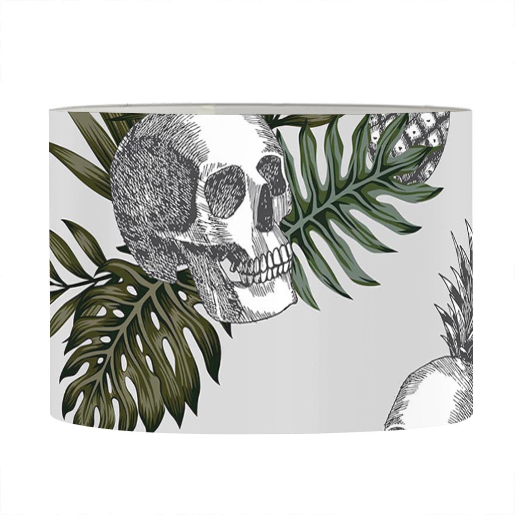 Tropical Pineapple Skull Pattern Print Drum Lamp Shade
