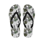 Tropical Pineapple Skull Pattern Print Flip Flops