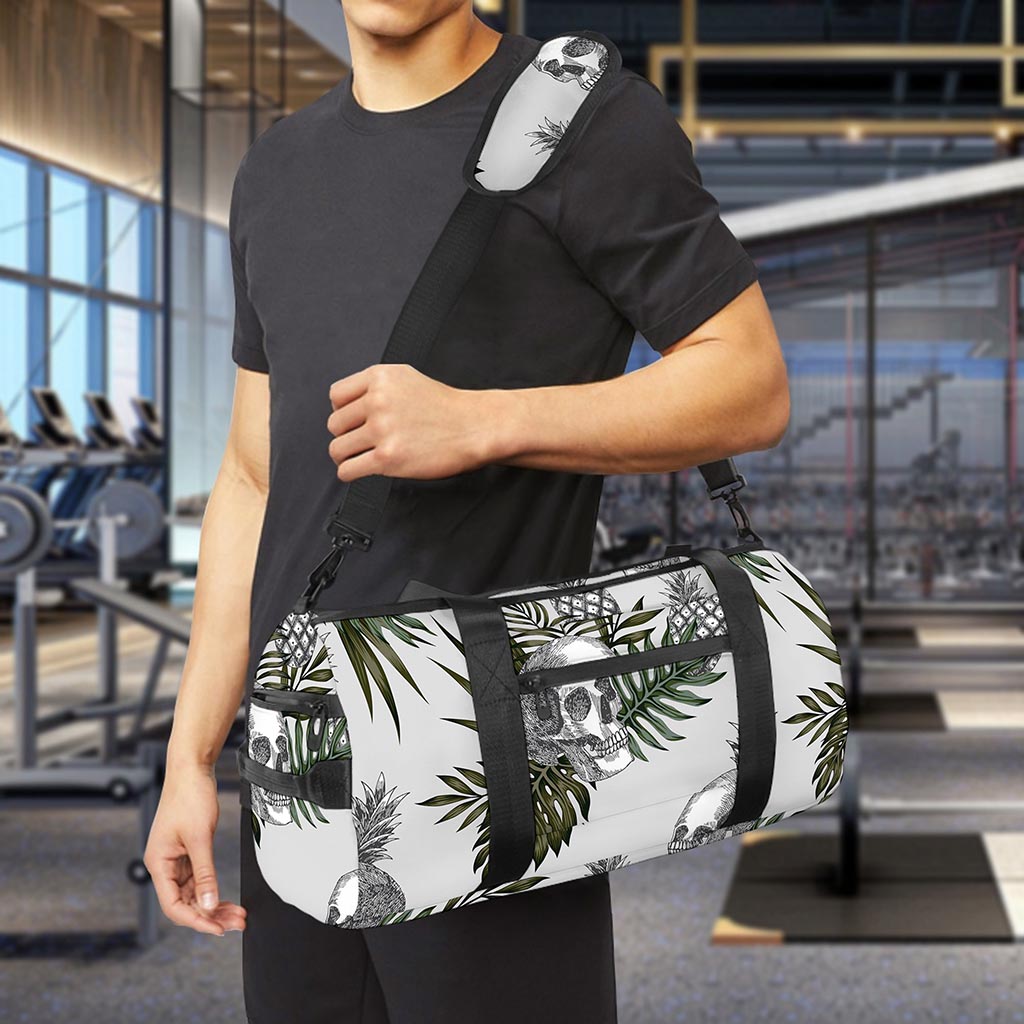 Tropical Pineapple Skull Pattern Print Gym Bag